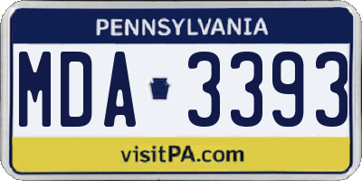 PA license plate MDA3393