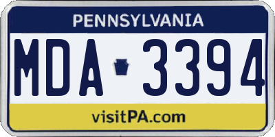 PA license plate MDA3394