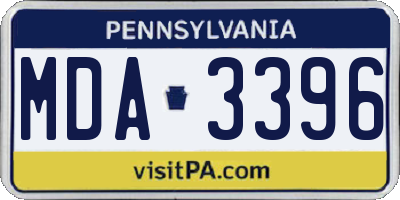 PA license plate MDA3396