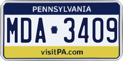 PA license plate MDA3409