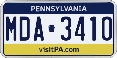 PA license plate MDA3410