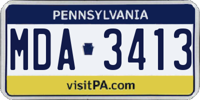 PA license plate MDA3413