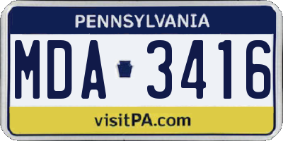PA license plate MDA3416