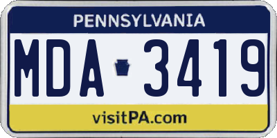 PA license plate MDA3419