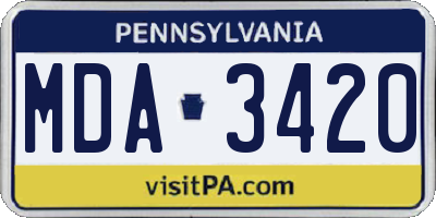 PA license plate MDA3420