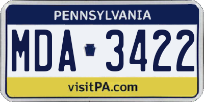 PA license plate MDA3422
