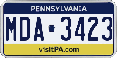 PA license plate MDA3423