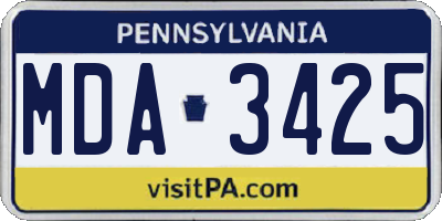 PA license plate MDA3425