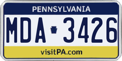 PA license plate MDA3426