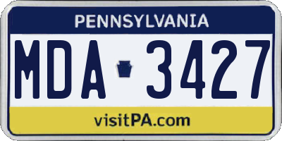 PA license plate MDA3427