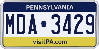 PA license plate MDA3429