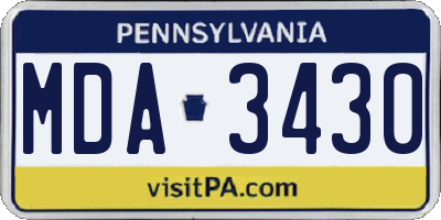 PA license plate MDA3430