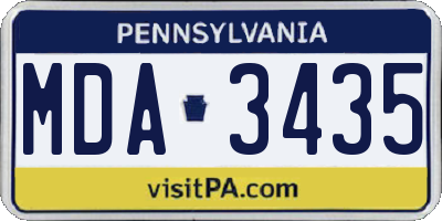 PA license plate MDA3435