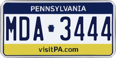 PA license plate MDA3444
