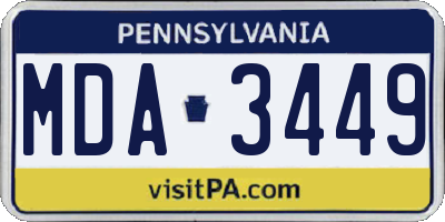 PA license plate MDA3449