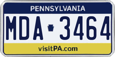 PA license plate MDA3464