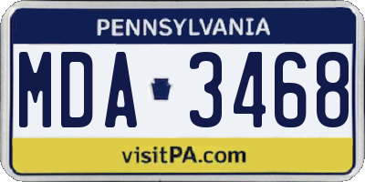 PA license plate MDA3468