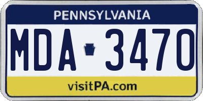 PA license plate MDA3470
