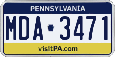 PA license plate MDA3471