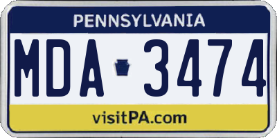 PA license plate MDA3474