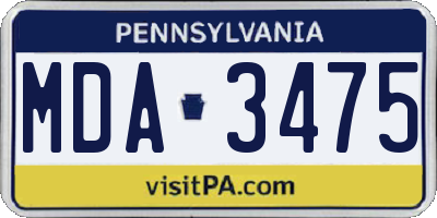 PA license plate MDA3475