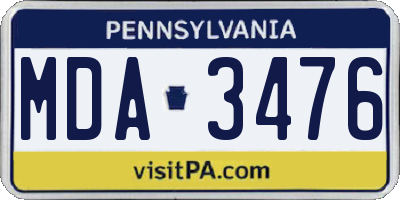 PA license plate MDA3476