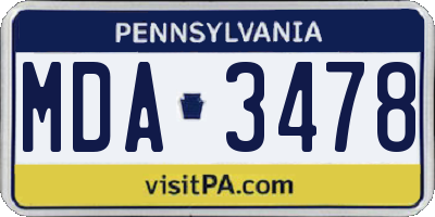 PA license plate MDA3478