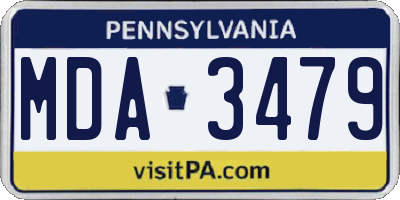 PA license plate MDA3479