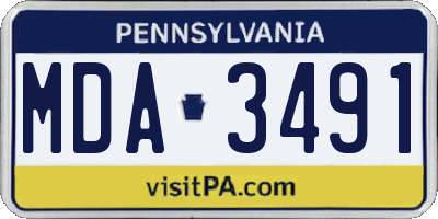 PA license plate MDA3491