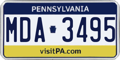PA license plate MDA3495