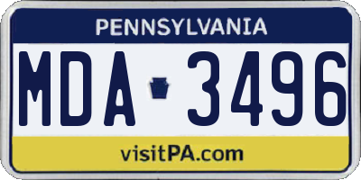 PA license plate MDA3496