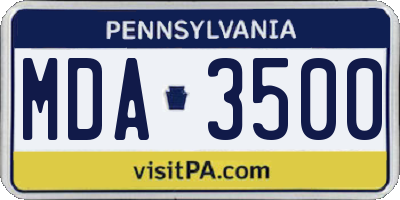 PA license plate MDA3500