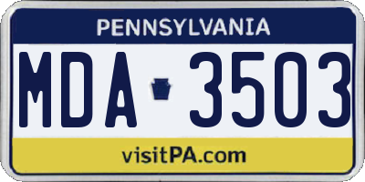 PA license plate MDA3503