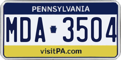 PA license plate MDA3504