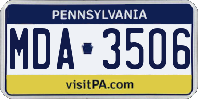 PA license plate MDA3506