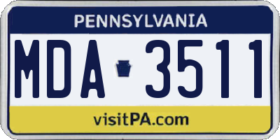 PA license plate MDA3511