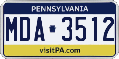 PA license plate MDA3512