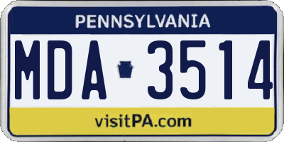 PA license plate MDA3514