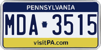 PA license plate MDA3515