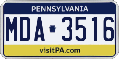 PA license plate MDA3516