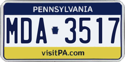 PA license plate MDA3517