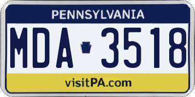 PA license plate MDA3518