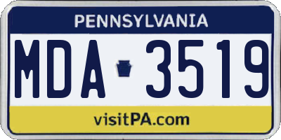PA license plate MDA3519
