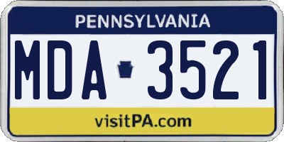 PA license plate MDA3521