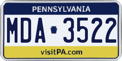 PA license plate MDA3522