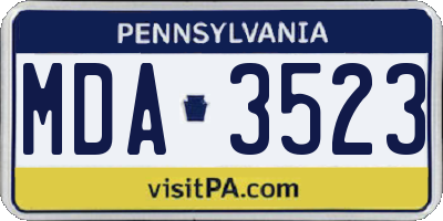PA license plate MDA3523