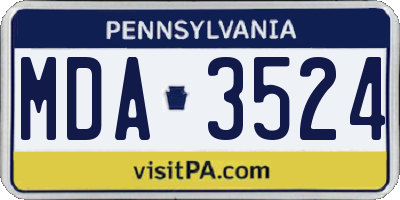 PA license plate MDA3524
