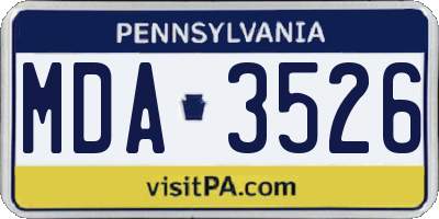 PA license plate MDA3526