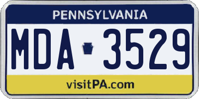 PA license plate MDA3529