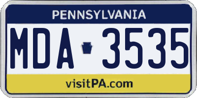 PA license plate MDA3535
